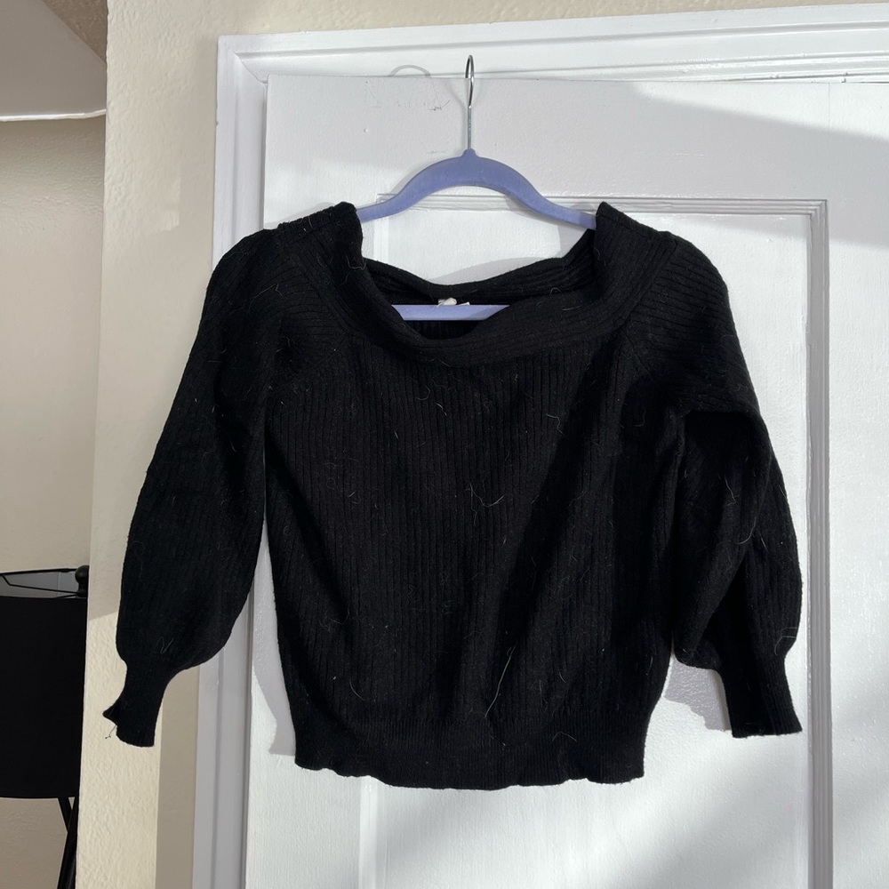 Anthropologie OTS Black Crop Sweater